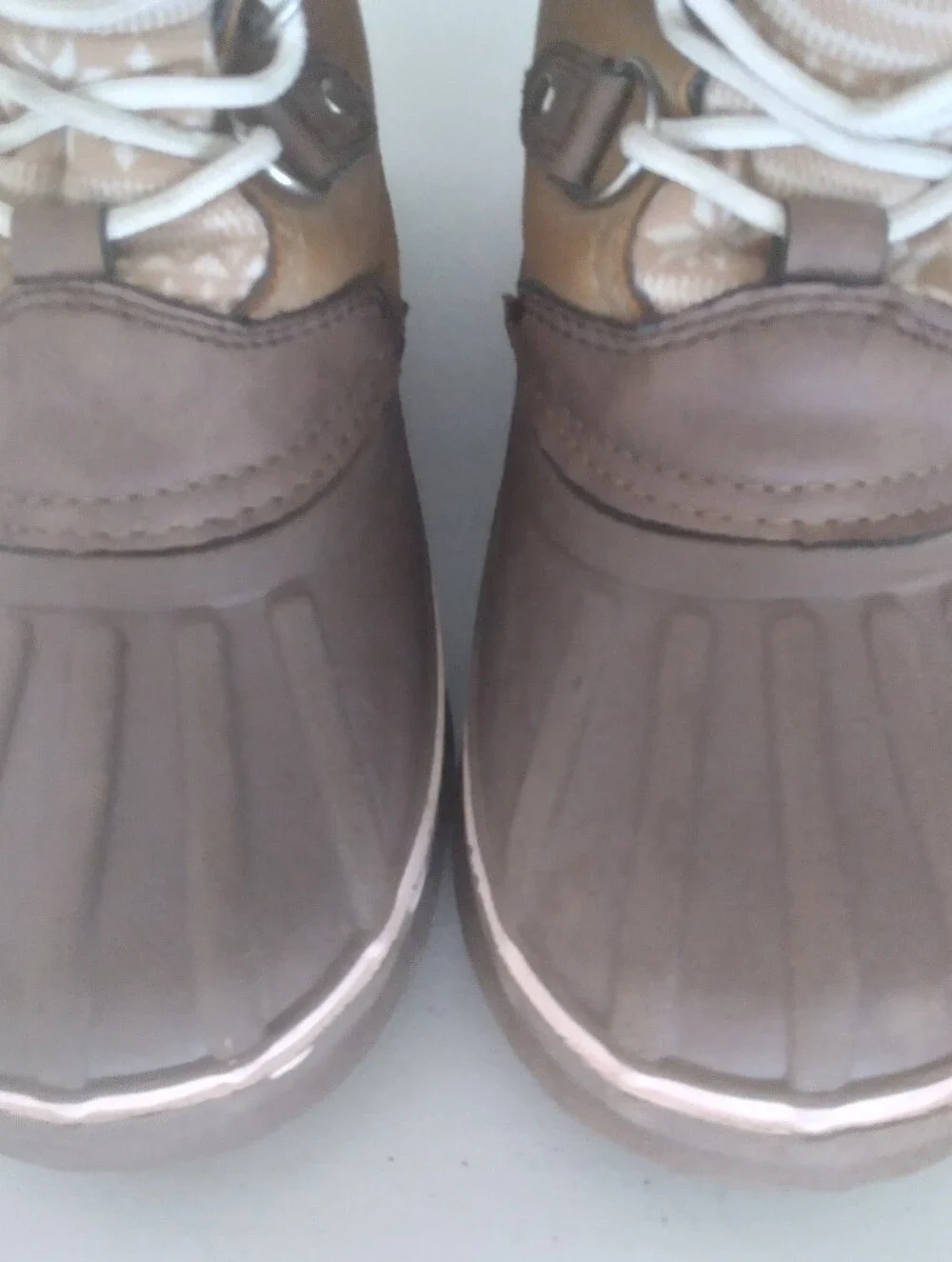 London Fog Brown and Pink Faux-Fur Winter Lace-Up Boots